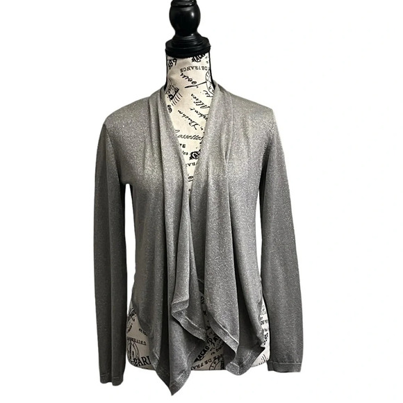 INC International Concepts Women Gray Open Silk  Cardigan Sweater Size S modest - Picture 1 of 8